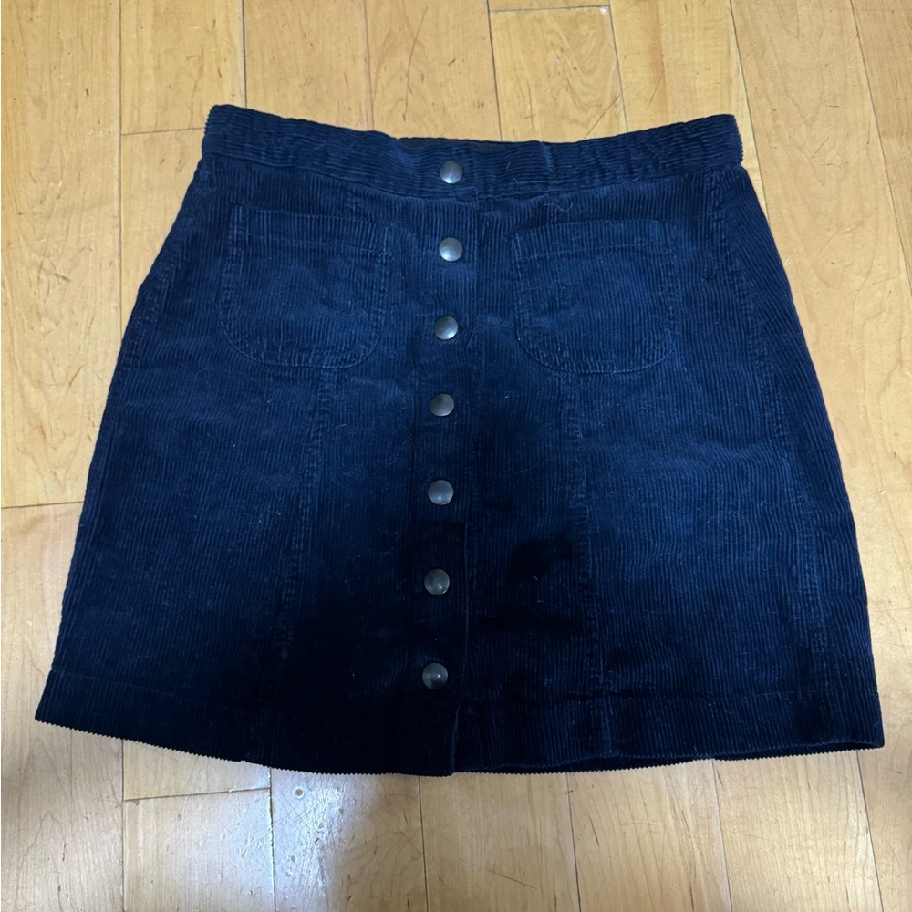 Brandy Melville Navy blue corduroy button down skirt!
